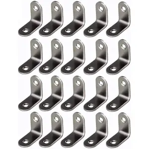Framing Hardware 1/2 x 1/2 Zinc Plated Steel Corner Brace L Brackets with Screws for Picture Frame Reinforcement and Canvas Mounting - 20 Pack