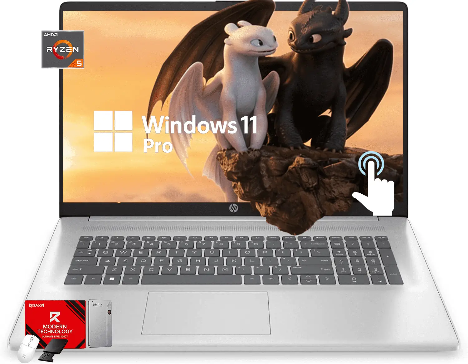 HP 17.3" Touchscreen Laptop, AMD Ryzen 5 7530U, 32GB RAM, 2TB SSD, HD+ BrightView Display, Wi-Fi 6, Windows 11 Pro, Copilot AI, with Accessories