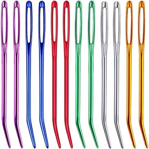 12 Pcs Yarn Darning Tapestry Needles, 6 Colors Large Eyes Blunt Yarn Needles, Large Eye Sewing Darning Crochet Needle for Yarn, Crocheting, Weaving with Stitch Markers Storage Box