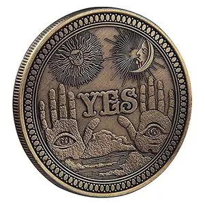 1 pc Front “Yes” Back “No” Iron Lucky Coin, Sun-and-Hand Design Decorative Craft, Modern Iron Feng Shui Ornament for Home