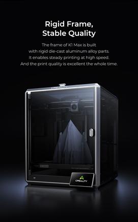 Creality K1 Max AI Fast 3D Printer with Al-assisted Carefree Printing, 600mm/s Printing Speed, 300x300x300mm Large Build Volume