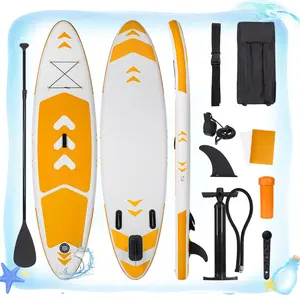 Inflatable Paddle Board Stand Up Paddle Board SUP Board 120"x30"x6" Ultra-Light (17LBS) For Summer Surfing, Orange