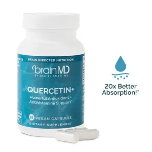BrainMD -  Quercetin+ | Powerful antioxidant | Antihistamine support | 20x Better Absorption - 60 Vegan Capsule