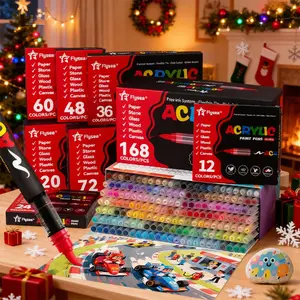 Flysea4901 Liquid Acrylic Markers, Large Capacity Stackable Non-Bleed Ink Pens, Ideal for Drawing, Graffiti Design, Handmade DIY Projects, Acrylic Paint Markers
