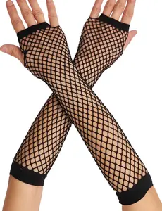 Lone Fishnet Gloves Fingerless For Women Fish Net Arm Sleeve Mesh Emo Goth Punk 80s Scene Accessories