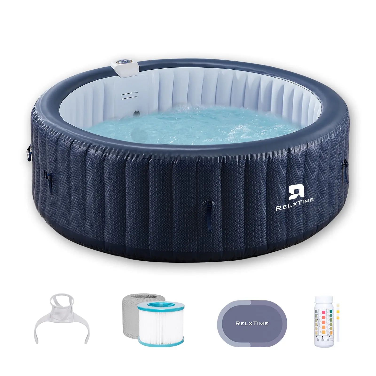 RELXTIME 4-6 Person Inflatable Hot Tub Pool, Portable Outdoor Jets Hot Tub with 130 Massage Jets, Blue Pool Supplies for Summer Use, Inflatable Pool