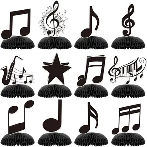 12 Pack Music Notes Honeycomb Centerpiece Table Decorations, Musical Notes Theme for Birthday Baby Shower Party Supplies for Women Men Boys Girls