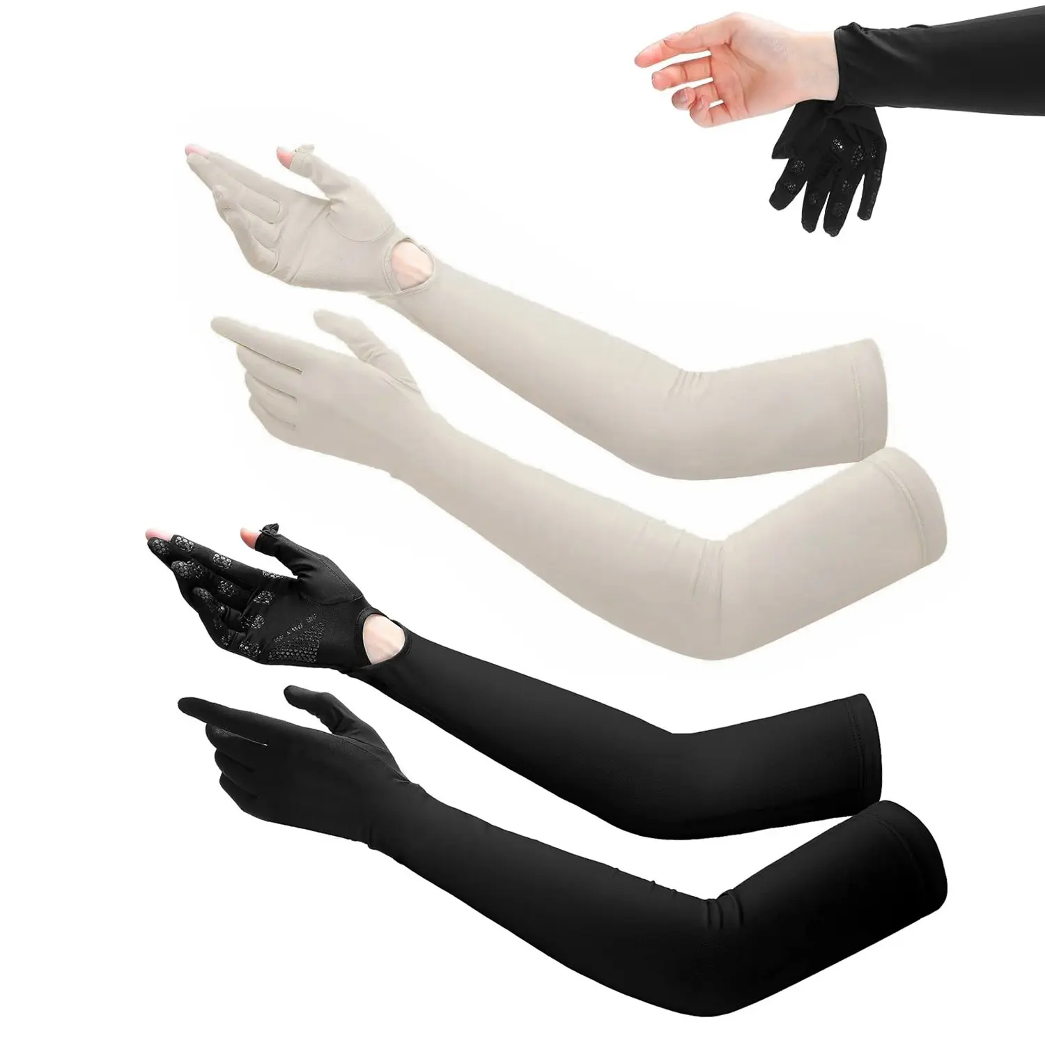 2 Pairs Long Arm Gloves for Men & Women, Touchscreen Gloves, Sunshade Driving Gloves, Motorcycle Riding Gloves, Breathable & Lightweight, Anti-Slip Grip, Ideal for Outdoor Sports, Cycling, Hiking, Fishing and Daily