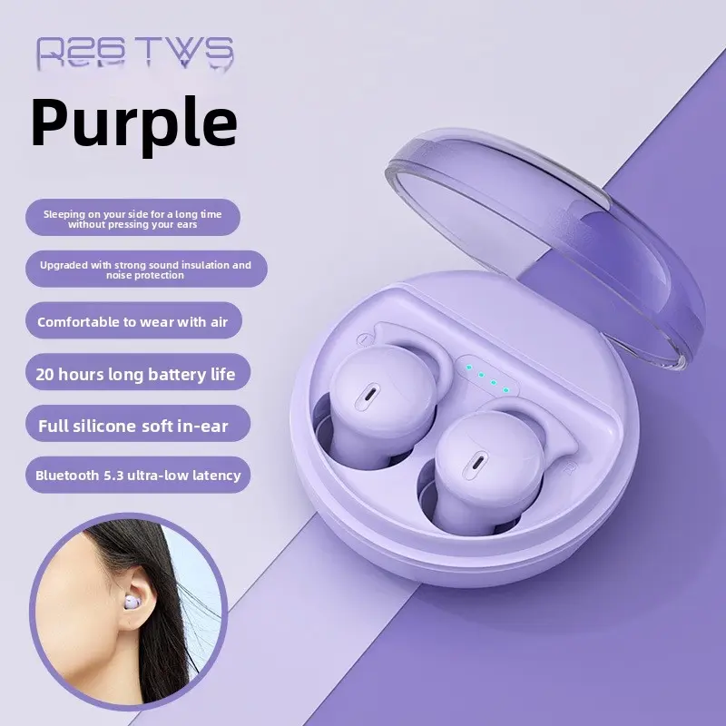 Invisible Earbuds for Side Sleepers, Comfortable Noise-Canceling Bluetooth-compatible 5.3 Wireless In-Ear Headphones, Noise Cancelling Headset, Wireless Music Earphones, ANC Noise Reduction, In Ear Design