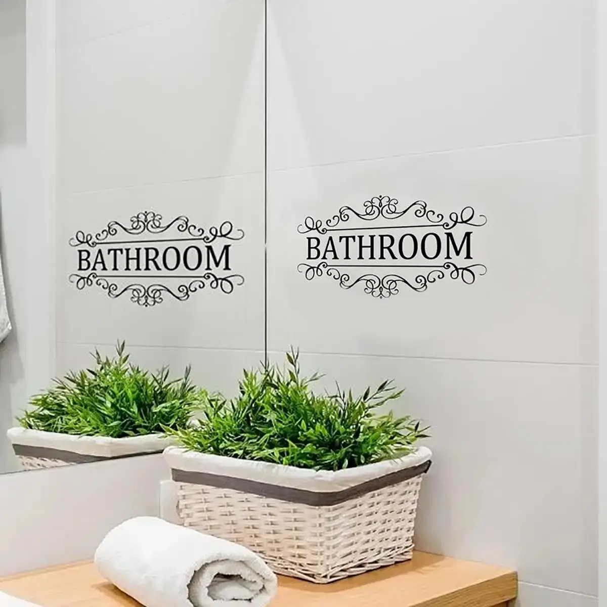 Letter Pattern Door Sticker, 1 Count Sweet Furniture, Waterproof Self Adhesive Door Decal, Decorative Wall Tiles Sticker, Decor Sticker for Home Bathr