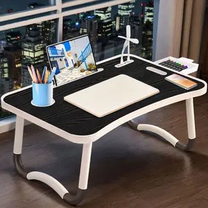 Portable Foldable Laptop Bed Table Wooden Computer Desk with Fan Light Drawer Cup Holder Oversized Adjustable Tiltable Surface for Reading Writing Working Bed Sofa Black Chopping Kitchen Knives Kitchen