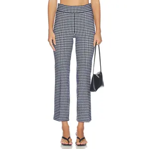 SPANX Pintuck Kick Flare Pant in Timeless Navy Gingham