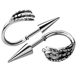 16G Surgical Steel Spike Barbell Horseshoe Lip Ring Studs Lobe Earring Dragon Claw Lip Piercing Jewelry