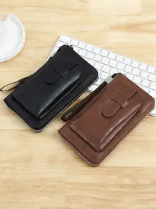 Men's Fashion Long PU Leather Wallet, Fold Design, Includes Checkbook Holder and ID Slot, Ideal Gift for Business, Travel, Daily Use