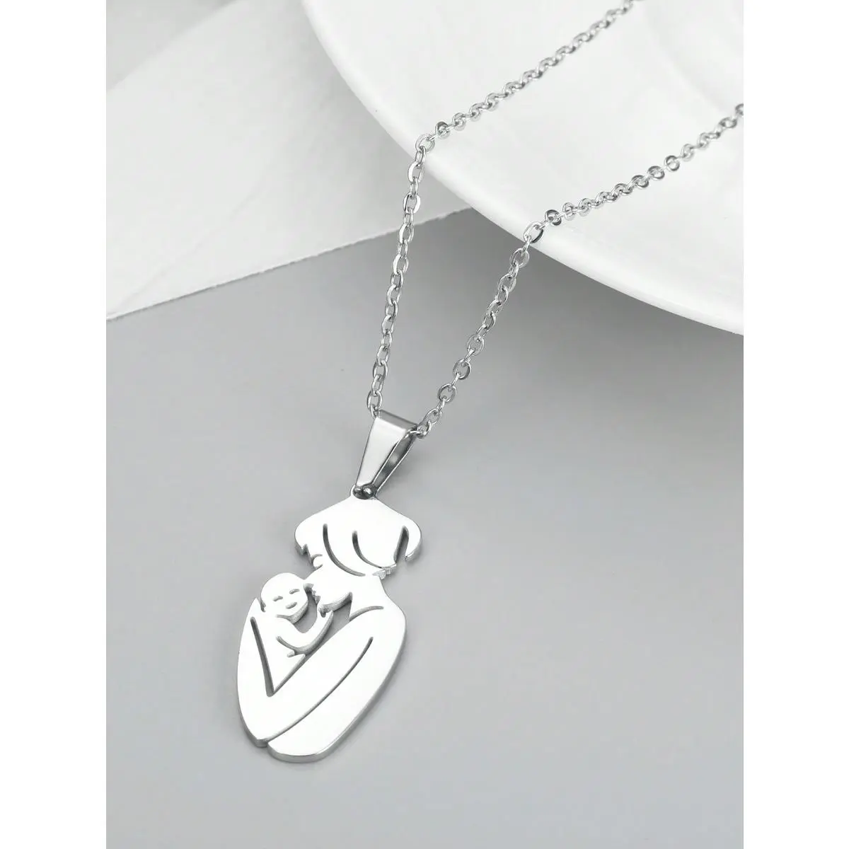 Elegant Geometric Stainless Steel Necklace with a Simple Pendant, a Meaningful Anniversary or Mother's Day Gift for Mom