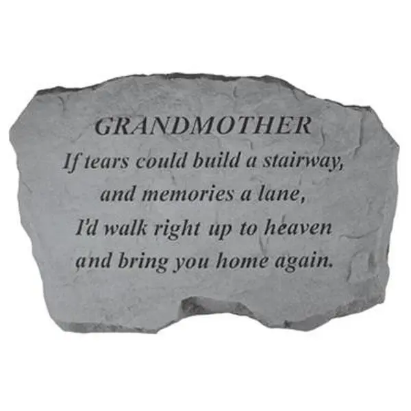 212 MAIN Engraved Cast Stone Memorial Plaque - 16x10.5x1.5in Wall-Mountable Weatherproof Garden Accessory, Outdoor/Backyard Garden Accessory for Family Tribute with "Grandmother-If Tears Could Build A Stairway" Design, Outdoor Garden Accessories