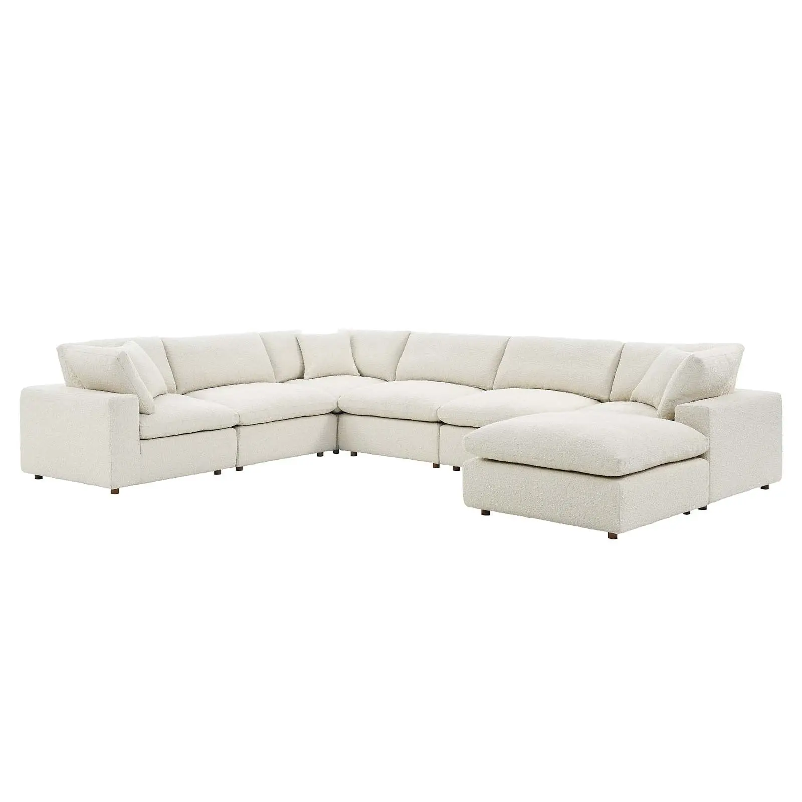 Commix Down Filled Overstuffed Boucle 7-Piece Sectional Sofa Ivory EEI-6370-IVO