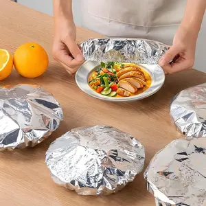 30/50 PCS Reusable Aluminium Foil Film Adjustable Food Storage Covers for Kitchen Kitchen Food Covers Insulation Cover Aluminium Foil Food Covers Fresh Keeping Insulation Film Elastic Bowl Covers