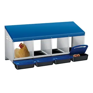 4-Hole Chicken Nesting Box, Roll Away Nest with Removable Tray, Easy Egg Collection & Cleaning, Wall-Mount Nesting Boxes for Hens, Chicken Coop - Blue