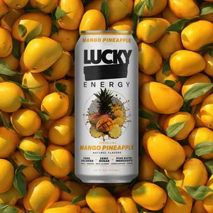 Lucky Energy - Mango Pineapple - Zero Sugar Energy Drink - 16oz Cans - 200mg Caffeine with Maca Ginseng Beta Alanine & Taurine - 12-Pack - Vegan Gluten-Free