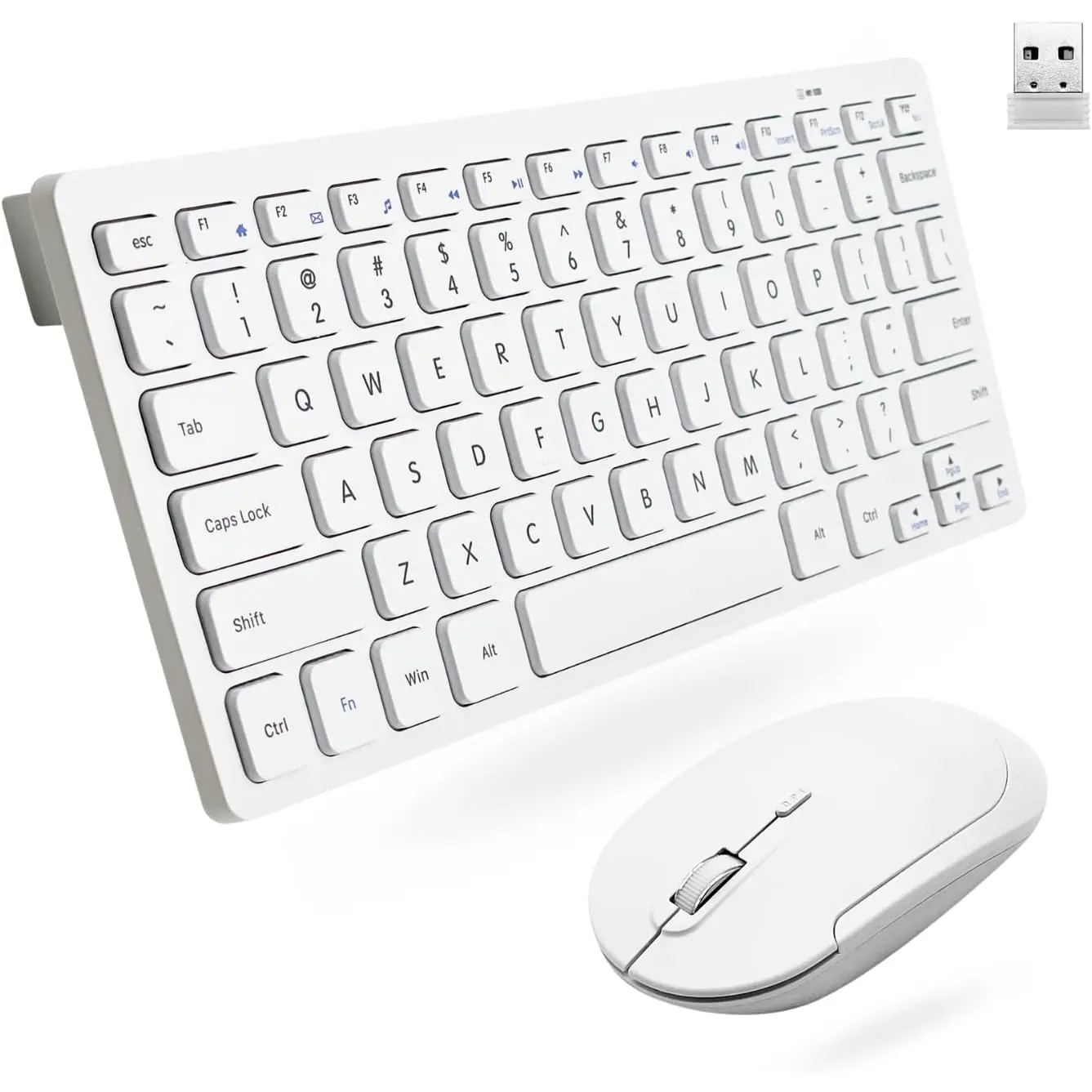 Small  Keyboard and  Combo - Essential Work Duo - 2.4G White Keyboard and   - 78 Key Quiet Cordless  and Keyboard Combo with Mini  and Quiet Click