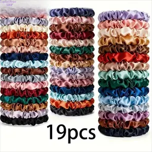 19PCS Satin Hair Scrunchies Set, Multi-color Soft Silk Elastic Hair Ties, Gentle No Damage Ponytail Holders, Lightweight Elegant Hair Accessories for Women Girls Daily Wear Party Wedding & Sweet Holiday Gift