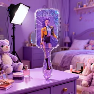 Kpop Demon Hunters Glitter Sand Comb, Korean Idol Makeup Brush, Girl Heart Star Gift, Student Daily Hair Tool, High Aesthetic Fan Collection, Detangling Hair Brush, Hair Styling Comb