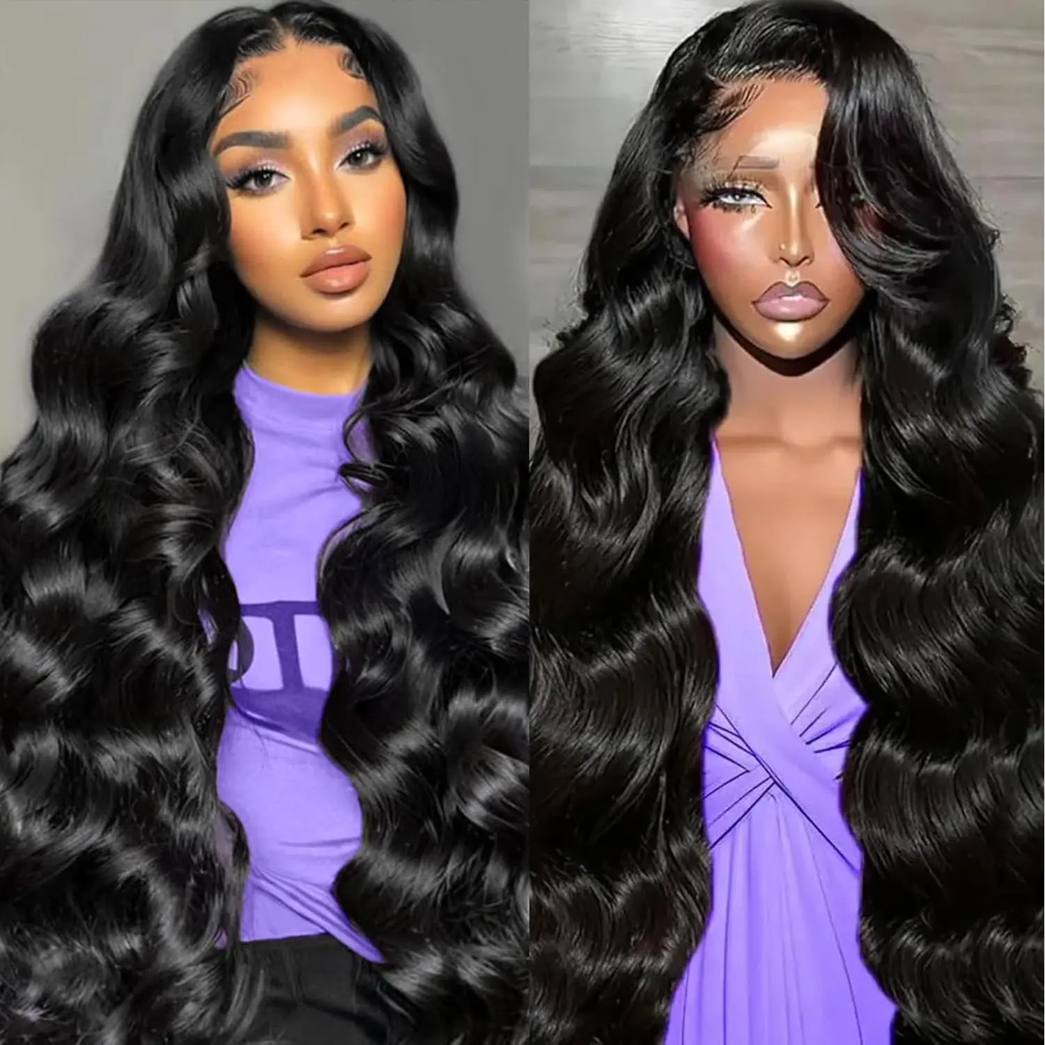 200% Density 28 Inch 13x6 Body Wave Lace Front Wigs Human Pre Plucked Body Wave Wig 100% Real Human Hair No Synthetic Blend No Tangle No Shedding Triple Lifespan 3X Natural Black 99J Burgundy Chocolate Brown Body Wavy Wigs Preplucked Wigs