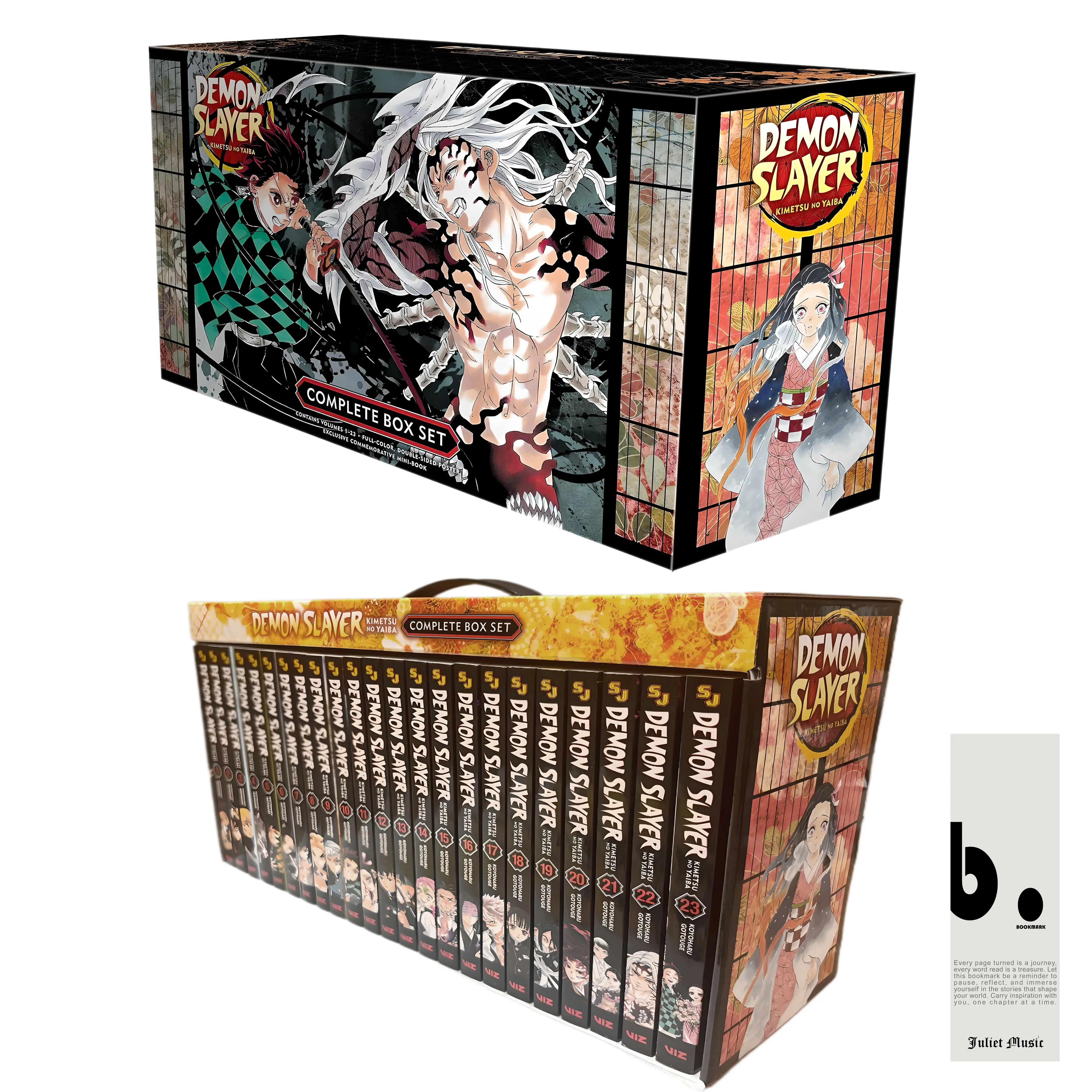 Demon Slayer Manga Box Set Kimetsu no Yaiba (Volumes 1–23) – Premium Manga Edition with Exclusive Booklet & Poster – Koyoharu Gotouge, VIZ Media & Juliet Music Bookmark