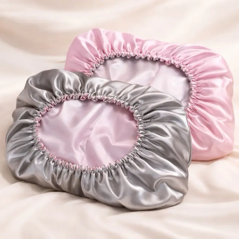Pink Silver Reversible Satin Pillowcase Bonnet