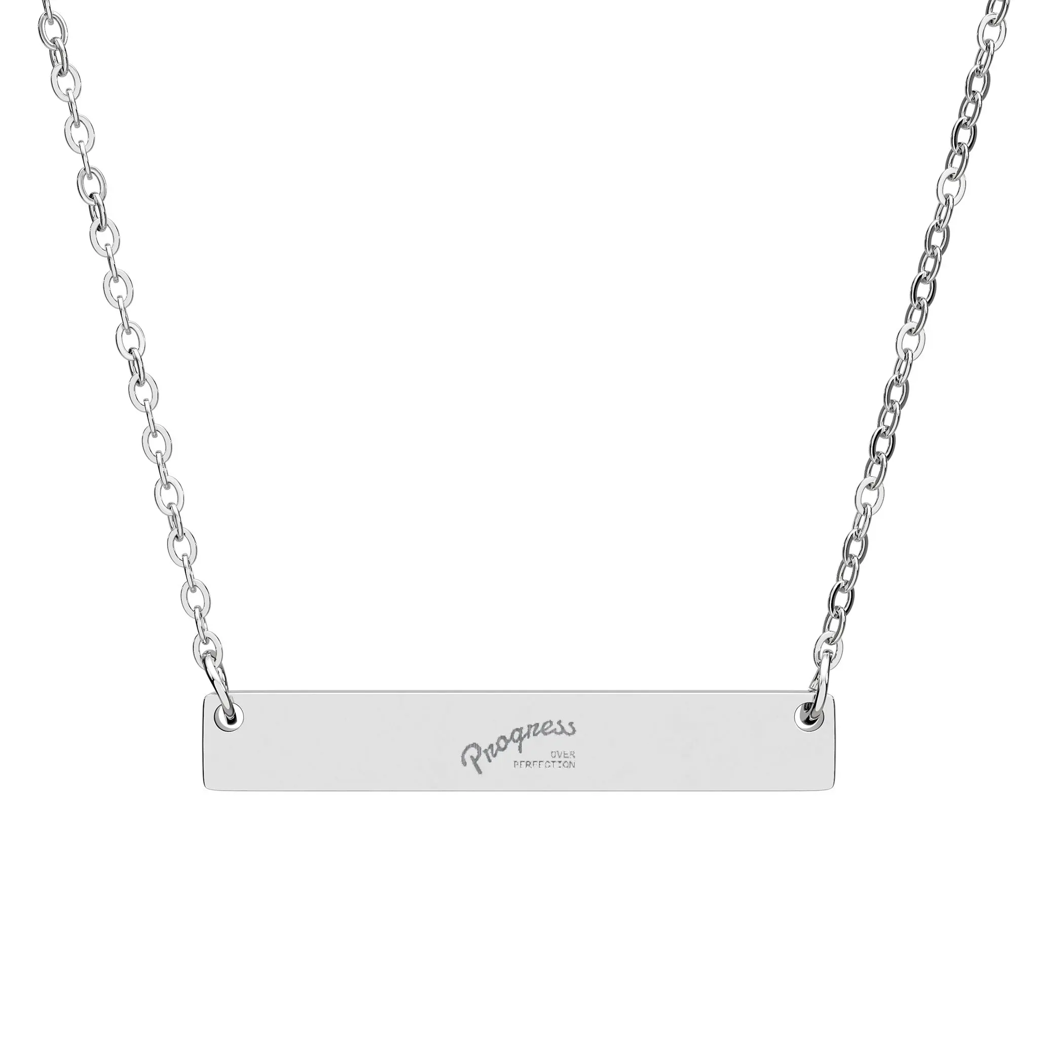 Custom Name Bar Necklace, Minimalist Engraved Monogram Plate in Hypoallergenic 316L Stainless Steel for Sensitive Skin, Personalized Engraving Necklaces, Custom Letter Motif Necklaces