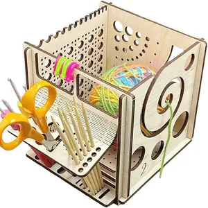 Wooden Craft Organizer for Knitting & Crochet, Laser Cut Storage Rack, Yarn Management System, Multi Compartment Box, Ideal Gift, Wooden Yarn Holder