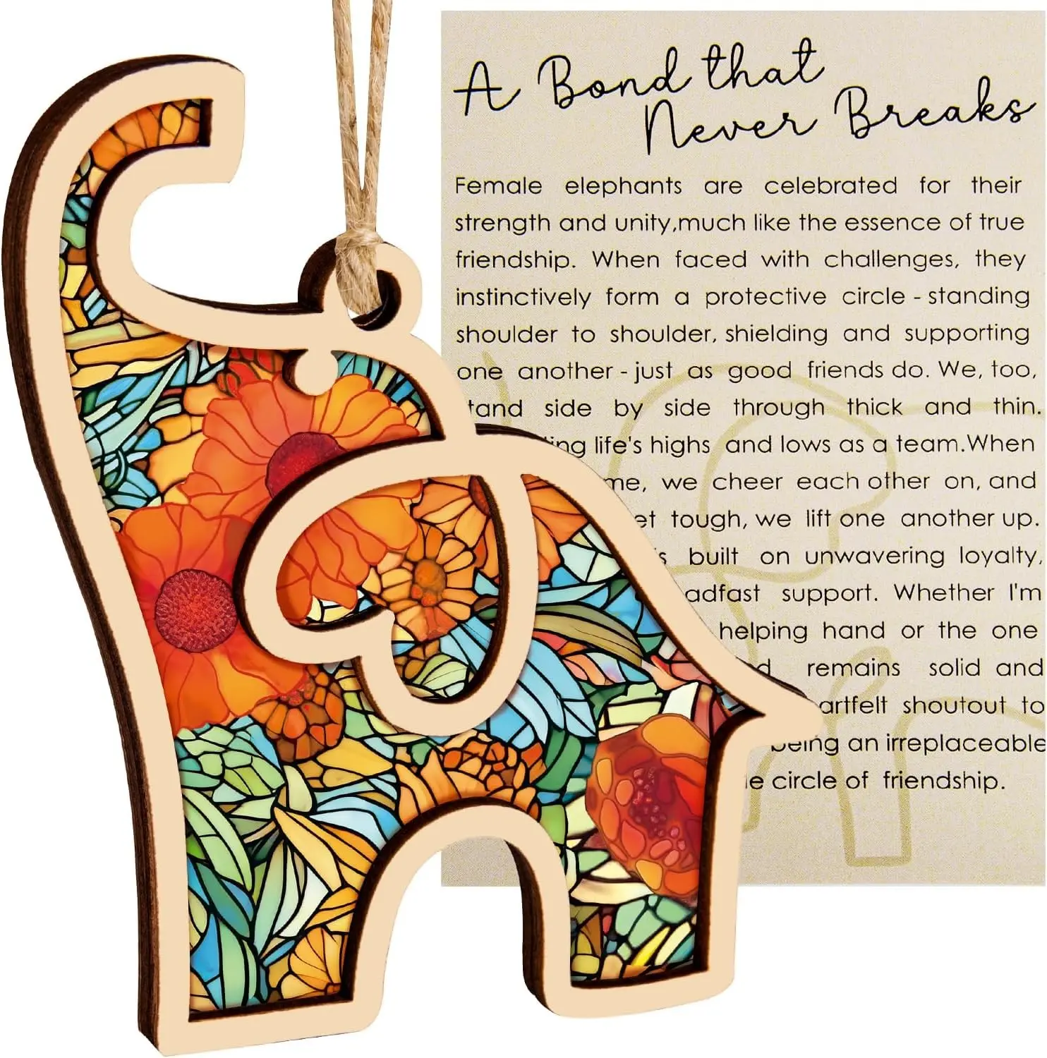 Elephant Gifts for Women with Story Card, Friendship Gifts for Women Tribe, Best Friends Ideas, Unique Elephant Ornament for Sisterhood