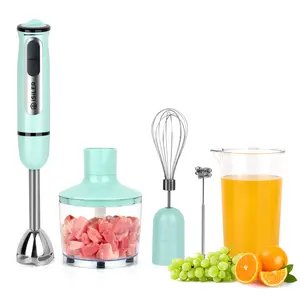 Immersion Hand Blender, ISILER 5-in-1 500-Watt Multi-Purpose Stick Blender with 860ml Food Chopper, 600ml Container, Milk Frother, Egg Whisk, 8-Speed for Puree Infant Food Smoothies Soups Green