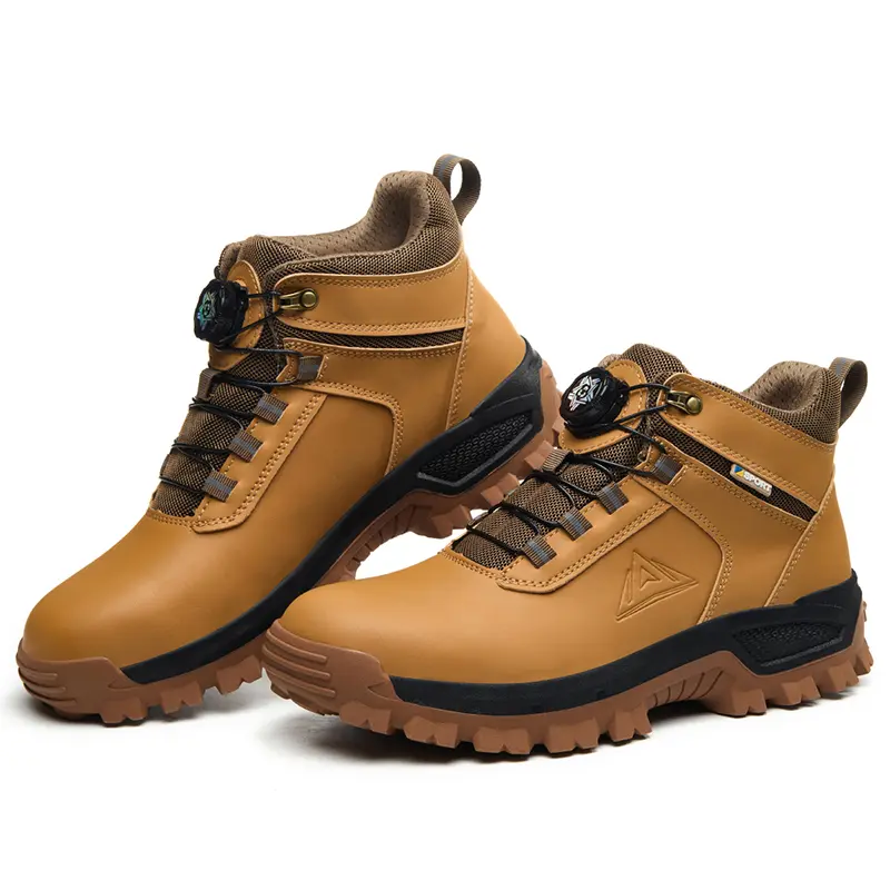 Men’s Closed Steel Toe Tactical Safety Boots - Leather Work Shoes for Workers, Wear-Resistant Upper, Puncture-Resist Plate, Non-Slip Sole, Heavy-Duty Protective Walking Shoes for Outdoor Hiking & Labor