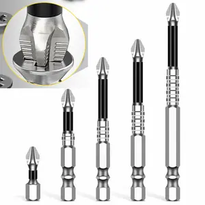 6-Piece High Hardness Anti-Slip Replaceable Screwdriver Bits Set, Impact Bit Set, K5 S2 Strong Magnetic Cross Head Drill Bit Tools for Electric Drills, Tool Accessories