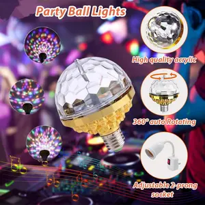 Colorful Rotating Magic Ball Light, Christmas Party Gift, Rotating LED Plug-In Strobe Light, Festive Party Colored Ambient Light, Suitable for Family Dance Parties, Bars, and Karaoke