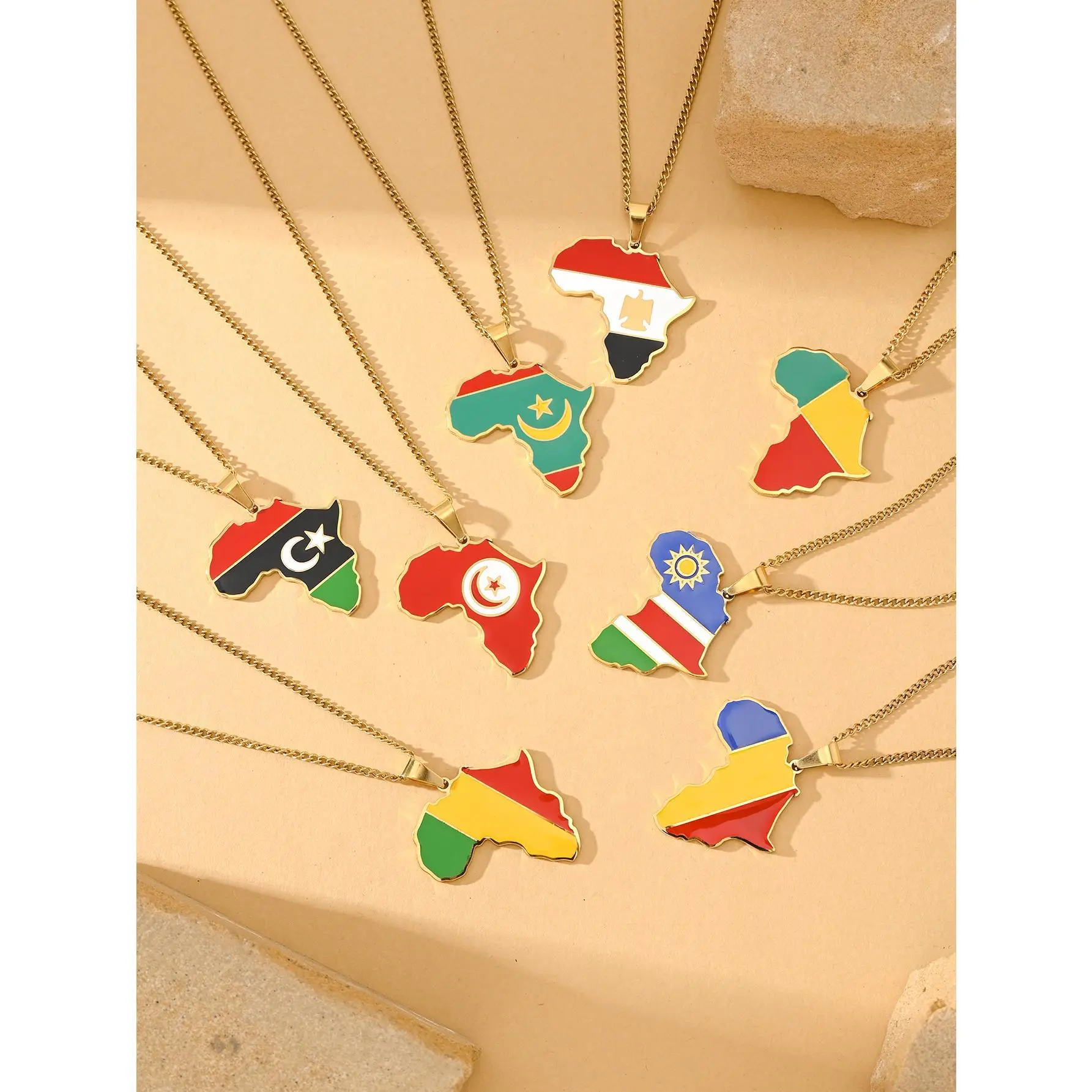 1pc Unique African Country Map & Flag Necklaces Each One Represents A Special Nation! A Must-Have for African Culture Fans