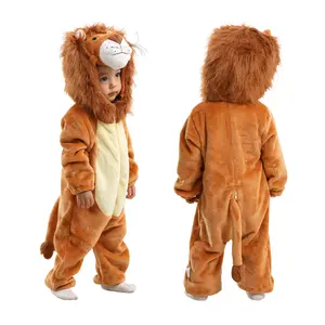 TONWHAR Camel Color Lion Kids Halloween Christmas Costume for Autumn and Winter, Unisex Baby Romper with Two Way Zipper, Animal Cute Outfit Playsuit Snowsuit