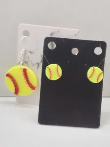 Softball Earrings Dangle or Stud 3D Printed - High-Quality Design, Lightweight and Flexible Style