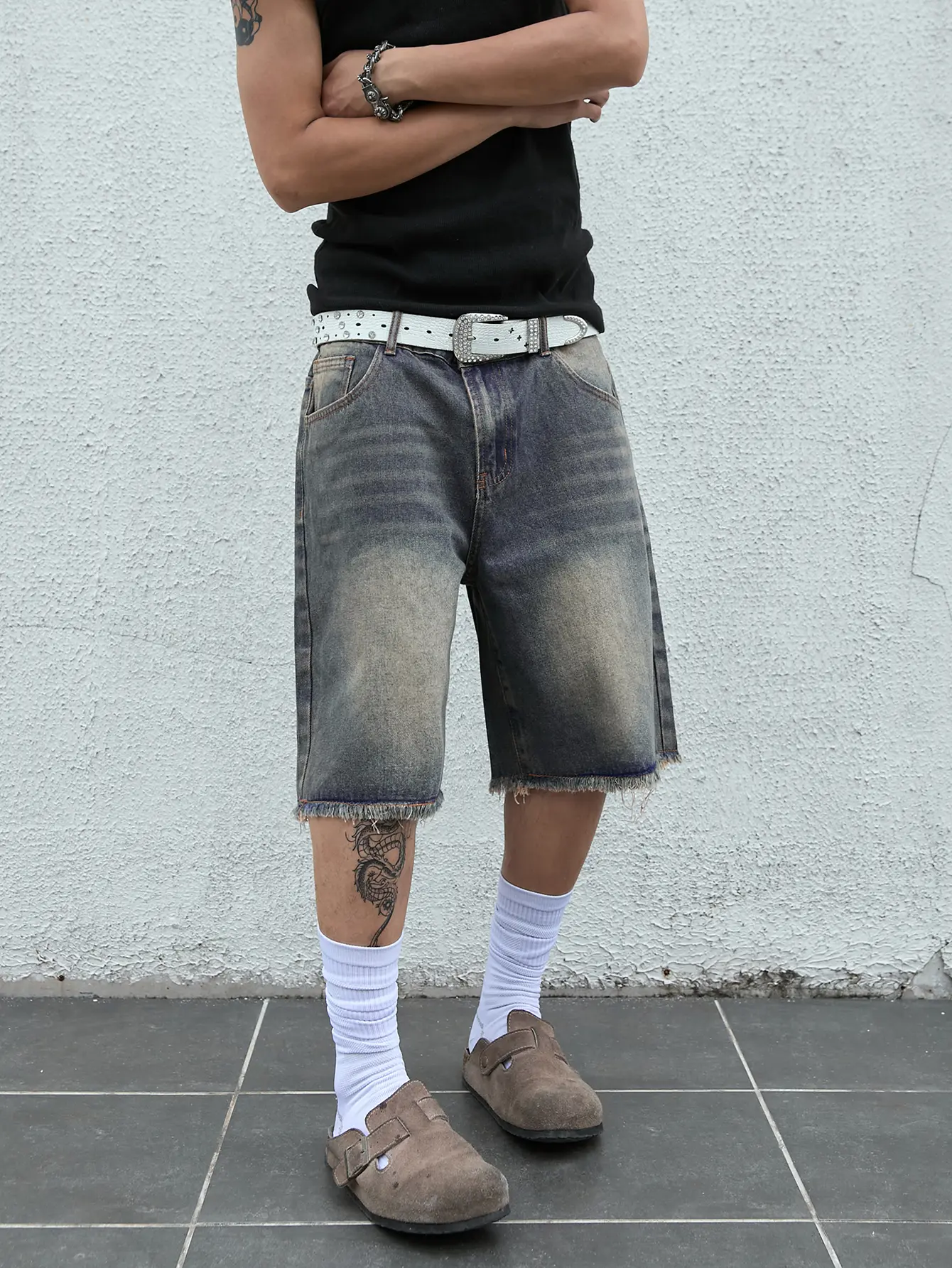【Order Size Up】DealsForYouDays Straight Leg Jean Spring To Summer Shorts Raw Hem Low Rise Denim Bermuda Jorts Shorts Streetwear