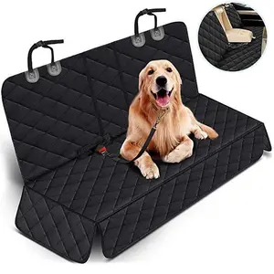 Waterproof Dog Car Seat Cover for Cars Back Seat, Scratch-Proof Pet Hammock with Side Flaps, Storage Pocket, Universal Fit Backseat Protector