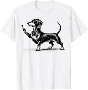 Black Dachshund With Middle Finger T-Shirt