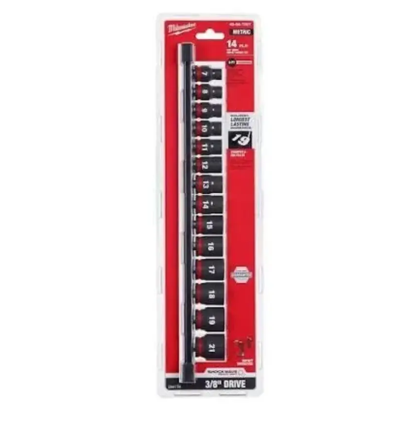 49-66-7007 - 14 pc 3/8 Impact Sockets Metric Standard Milwaukee Chuck