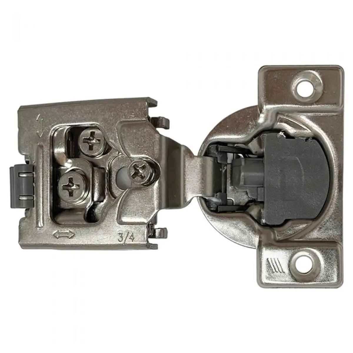 212 MAIN Hettich 0.75 in. Zinc Soft-Close Overlay Optimat Face Frame Clip-On Dowel Hinge, Silent System, Zinc Finish