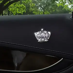 Shining Crystal Crown Car Decor, Self-Adhesive Metal Accessories, Luxury Interior Exterior Decoration, Elegant Vehicle Ornament, Car Accessory, Automotive Decoration, Car Decorations