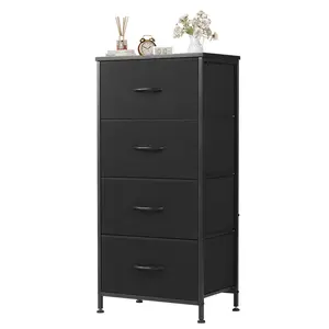 Dresser for Bedroom, Storage Drawers, Skinny Fabric Storage Tower with 4 Drawers