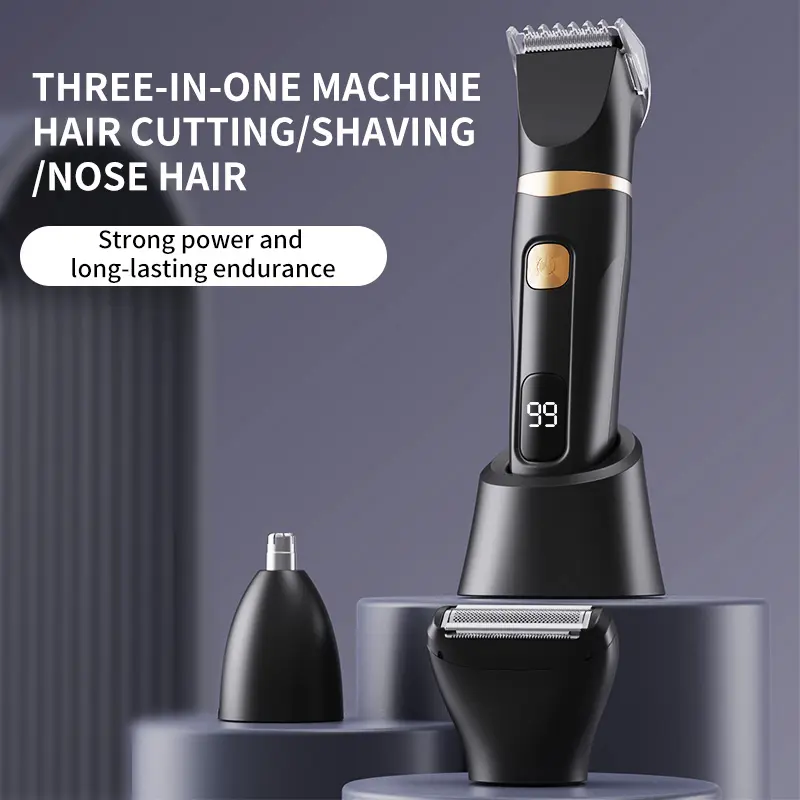 Three-In-One Electric Trimmer, Multifunctional Body Groomer for Pubic Hair, Chest Hair, Beard, Nose Hair, Perfect Gift for Boyfriend, Father, Family, USB Rechargeable Trimmer
