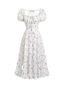 Elegant French Vintage Floral Dress, Womenswear, Adjustable Straps, Fit, Casual Commuter Wear, Everyday, Date Night, Afternoon Tea, Small Party, Light Social Occasions