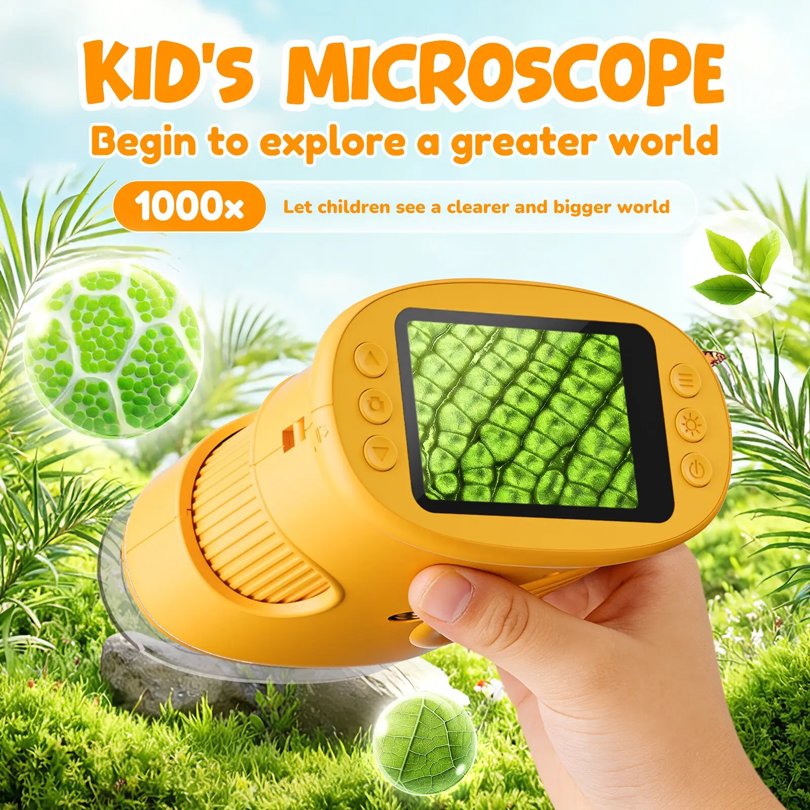 Children's Portable Handheld LCD Digital Microscope Camera - 2.0" Screen, 1000X Magnification, Photo & Video Capability, STEM Learning Tool for Ages 3-12
